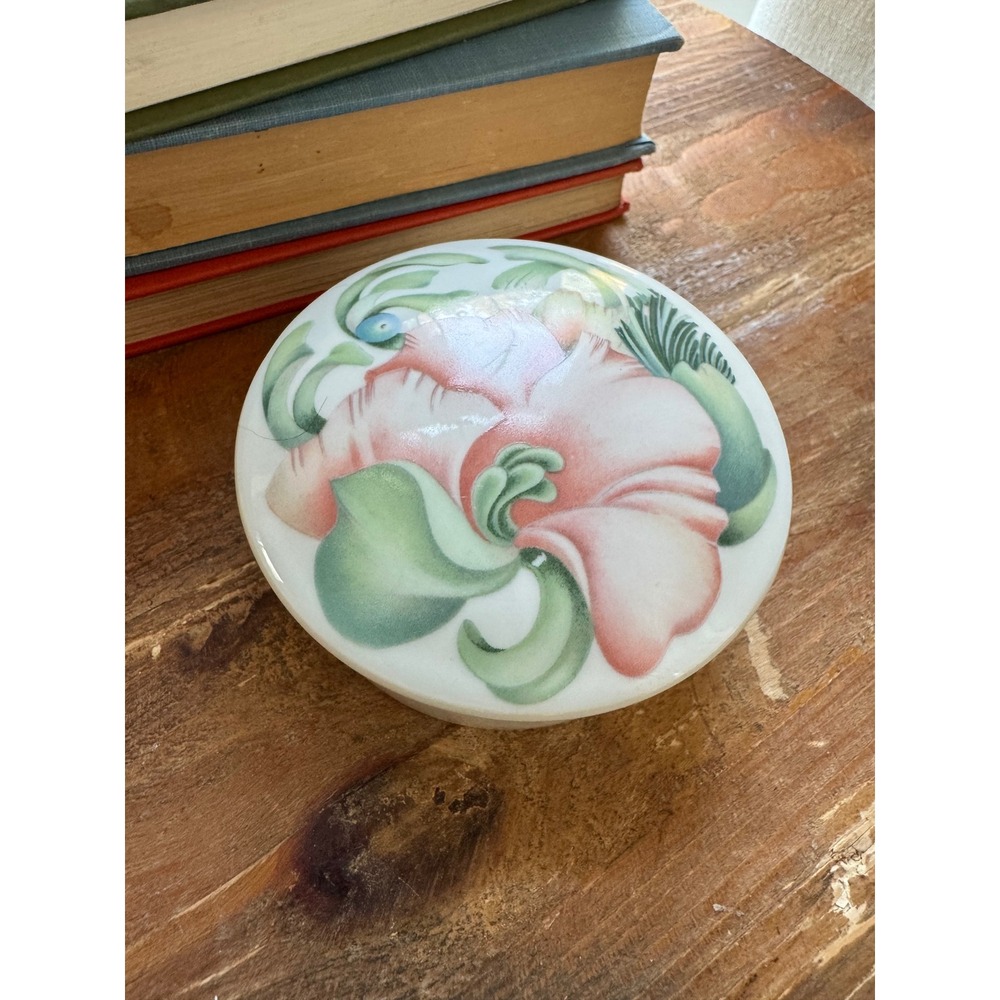 Vintage Limoges France Porcelain Trinket Box Anais Anais Floral Vanity Jar 4in